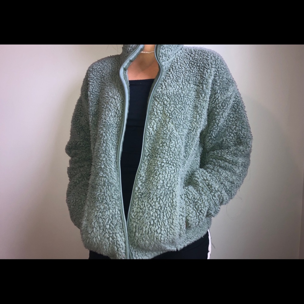 Mint green fluffy jacket